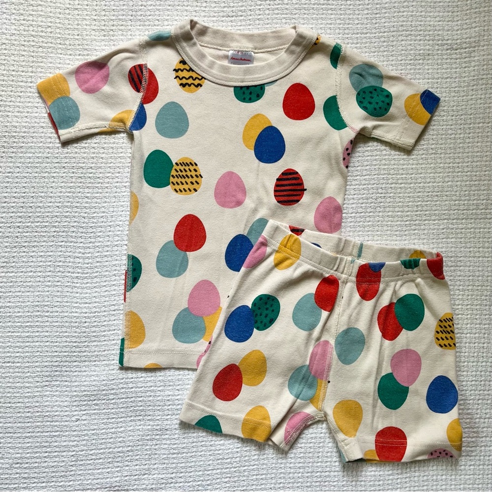 Hanna Andersson Colorful Egg Short John PJ set, 5T